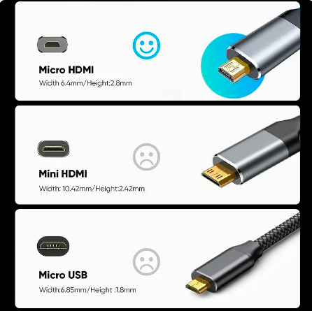 Кабель HDMI Nierbo micro HDMI-HDMI для подключения камер и планшетов плетеный папа-папа 4K 60Hz 2K 165Hz 2 м (2221089057) - фото 5