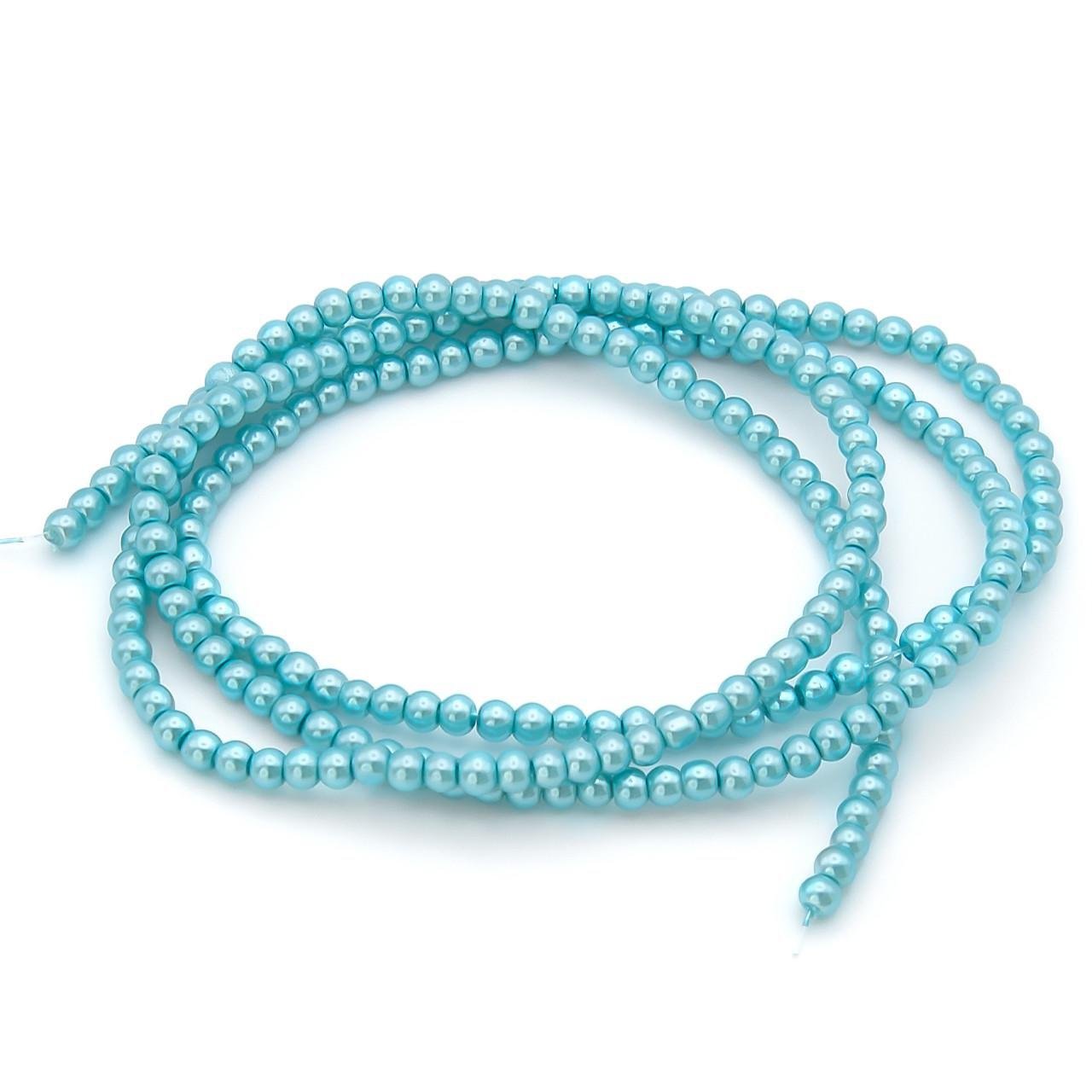 Бусины стеклянные на нитке под жемчуг 6 мм 80 см 145 шт. Голубой (БЖ0006ш48)
