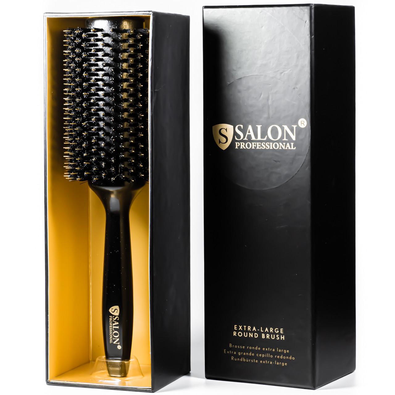 Щетка-брашинг для волос Salon Professional деревянная круглая в коробке (43Ф)