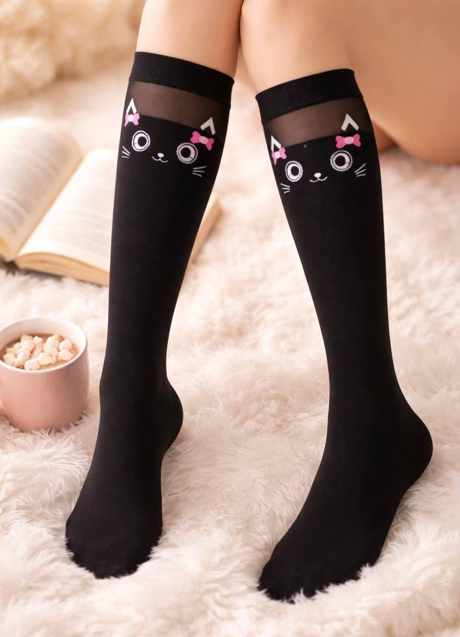 Гольфы для девочки Day Mod с кошечкой 6-12 лет Черный (2222011)