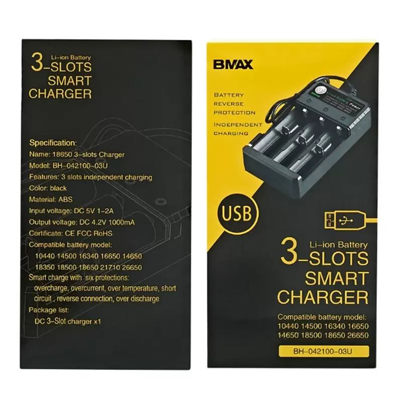 Зарядное устройство на 3 слота BMAX Charger Black (11010) - фото 3