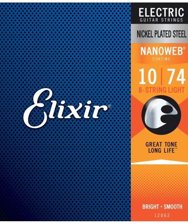 Струны для 8-струнной электрогитары Elixir Nanoweb Nickel Plated Steel 12062 (128242)