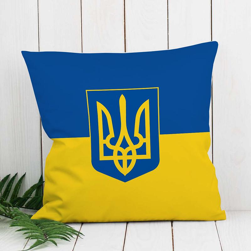 Декоративная подушка с принтом флаг Украини 45х45 см Сине-желтый