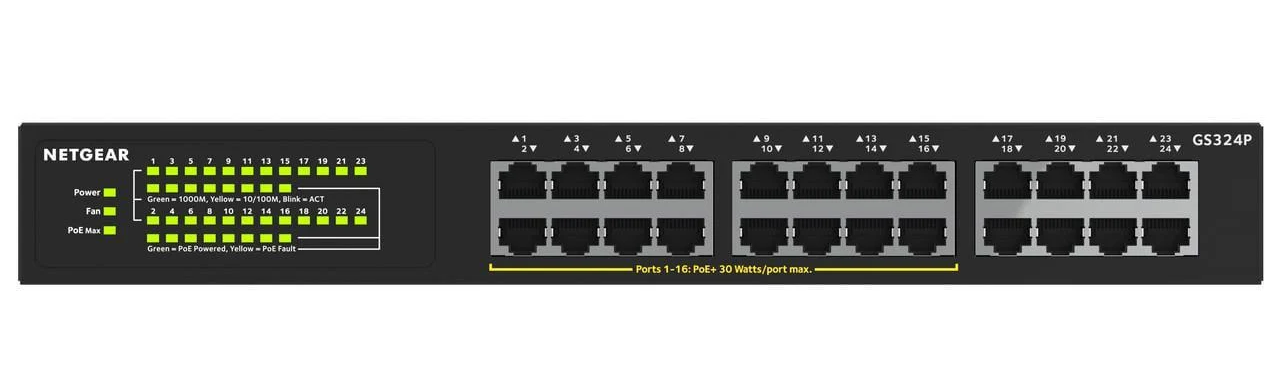Комутатор NETGEAR GS324P 16xGE PoE+ 190 Вт 8xGE некерований (2979394214)