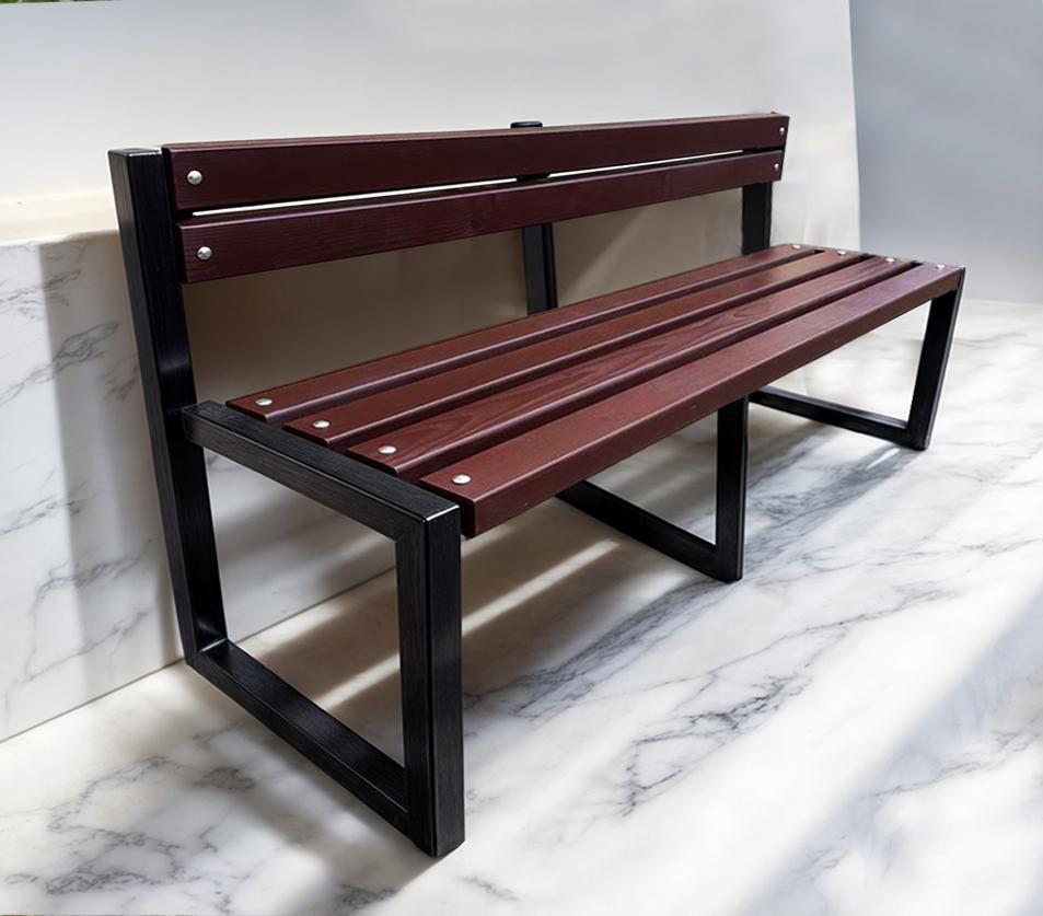 Лавка садова ТОБІ ШО Лофт Бенч зі спинкою без підлокітників 2,6 м Каштан (25589114) - фото 2 Лавка садова ТОБІ ШО Лофт Бенч зі спинкою без підлокітників 2,6 м Каштан (25589114) - фото 2