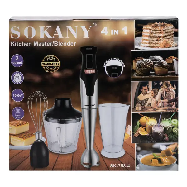 Блендер универсальный погружной ручной Sokany SK-758-4 с 2 насадками Черный (147-107-SK-758-4) - фото 10 Блендер универсальный погружной ручной Sokany SK-758-4 с 2 насадками Черный (147-107-SK-758-4) - фото 10