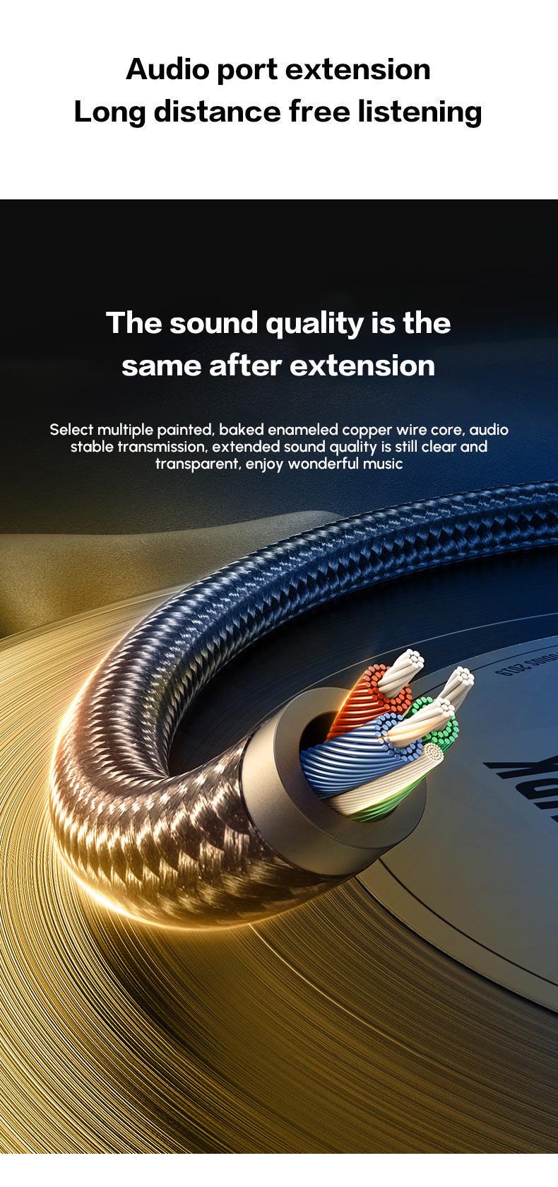 Аудіокабель з підтримкою мікрофона UGREEN 5 м в нейлоновому обплетенні позолочені конектори Hi-Fi звук 5 м Синьо-чорний (60636) - фото 3 Аудіокабель з підтримкою мікрофона UGREEN 5 м в нейлоновому обплетенні позолочені конектори Hi-Fi звук 5 м Синьо-чорний (60636) - фото 3