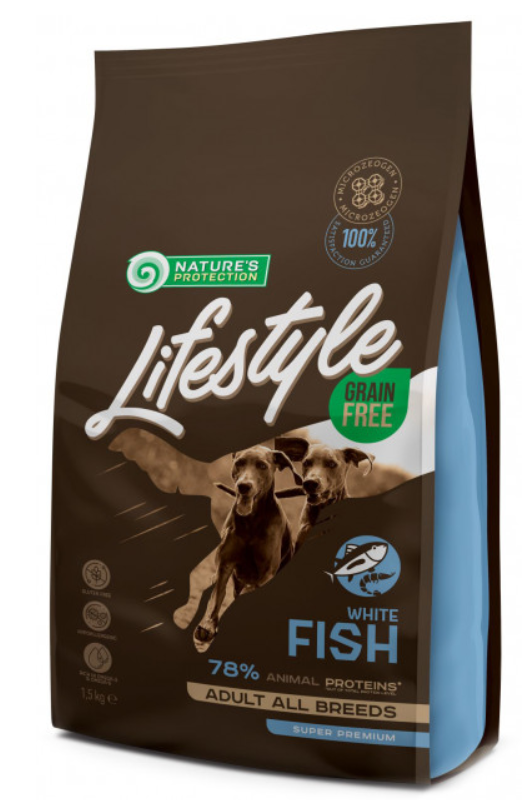 Корм для собак Nature's Protection Lifestyle Grain Free White Fish All Breeds 1,5 кг
