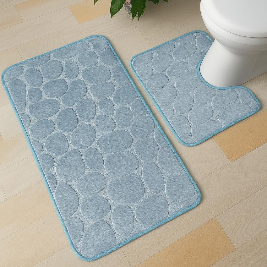 Набір килимків у ванну кімнату Luxury Камінчики 2 шт. Blue (128613) Набір килимків у ванну кімнату Luxury Камінчики 2 шт. Blue (128613)