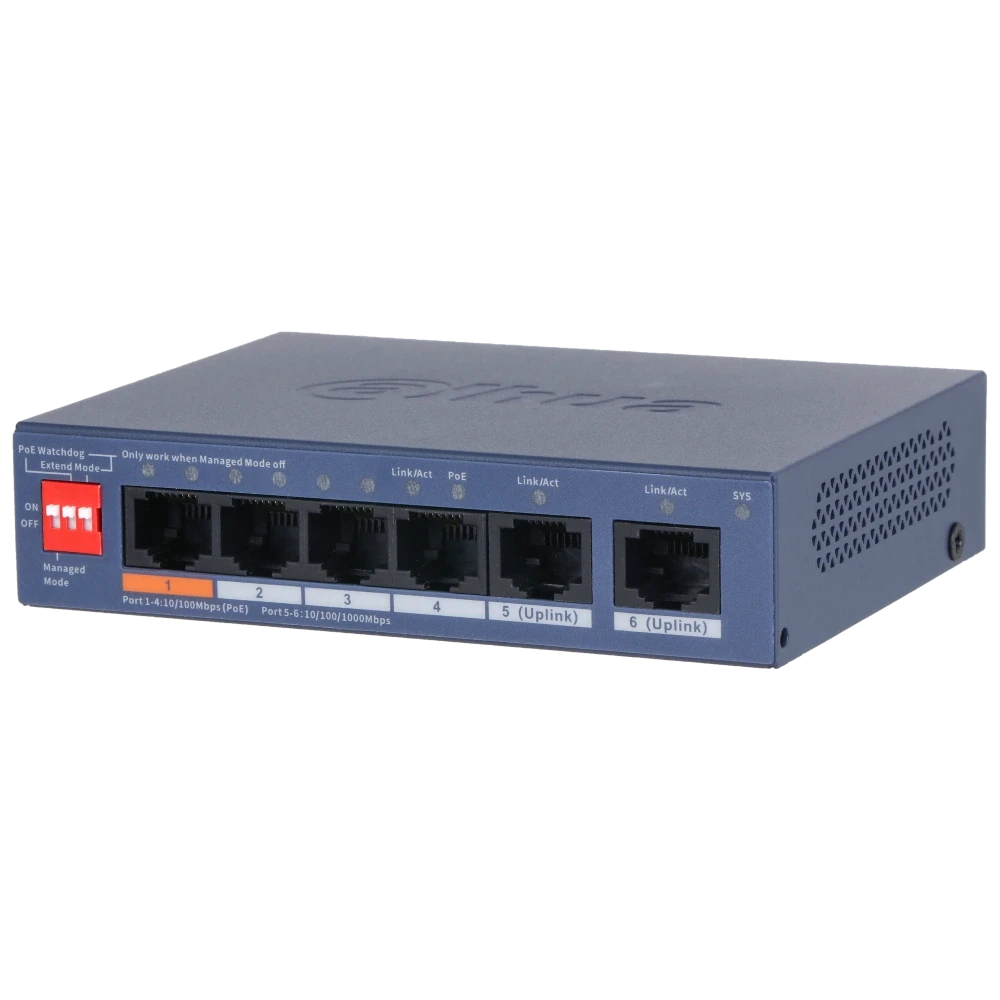 Комутатор 6 портів керований Dahua DH-CS4006-4ET2GT-60 PoE (2863456192)