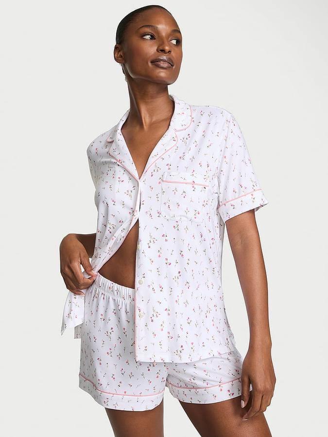 Пижама Victoria's Secret Glazed Satin Short Pajama Set White Print S Белый (27178733D)