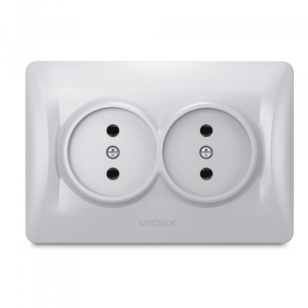 Розетка подвійна Videx Срібний шовк