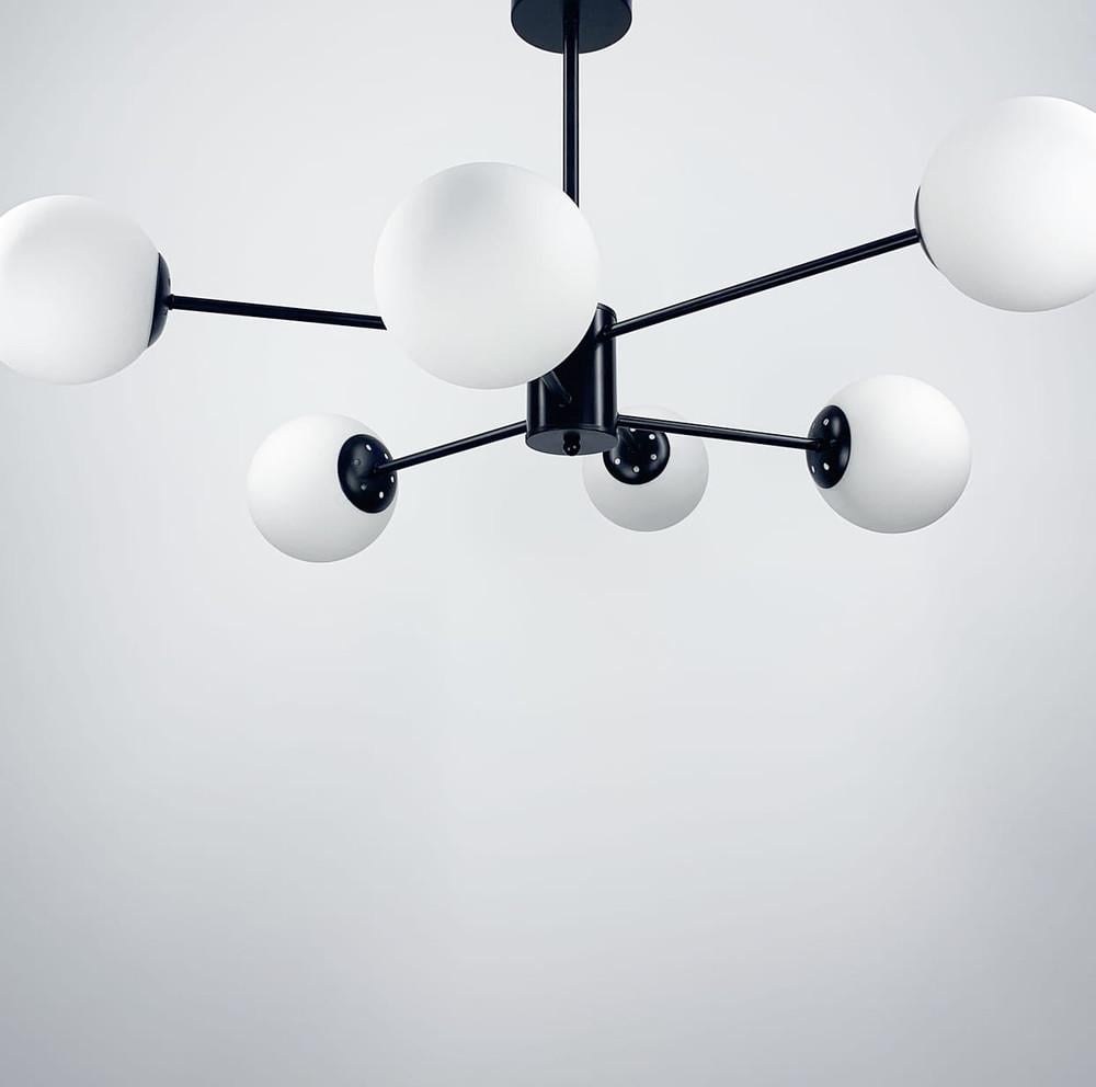 Люстра мінімалістична на 6 білих матових плафонів (CD 111/6 BK) - фото 7 Люстра мінімалістична на 6 білих матових плафонів (CD 111/6 BK) - фото 7