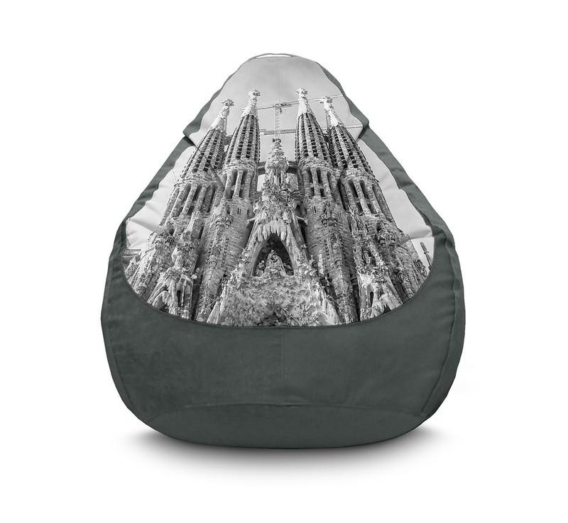 Крісло мішок iPuff Barcelona Sagrada Familia Gray Флок XL 80x110 см Сірий Крісло мішок iPuff Barcelona Sagrada Familia Gray Флок XL 80x110 см Сірий