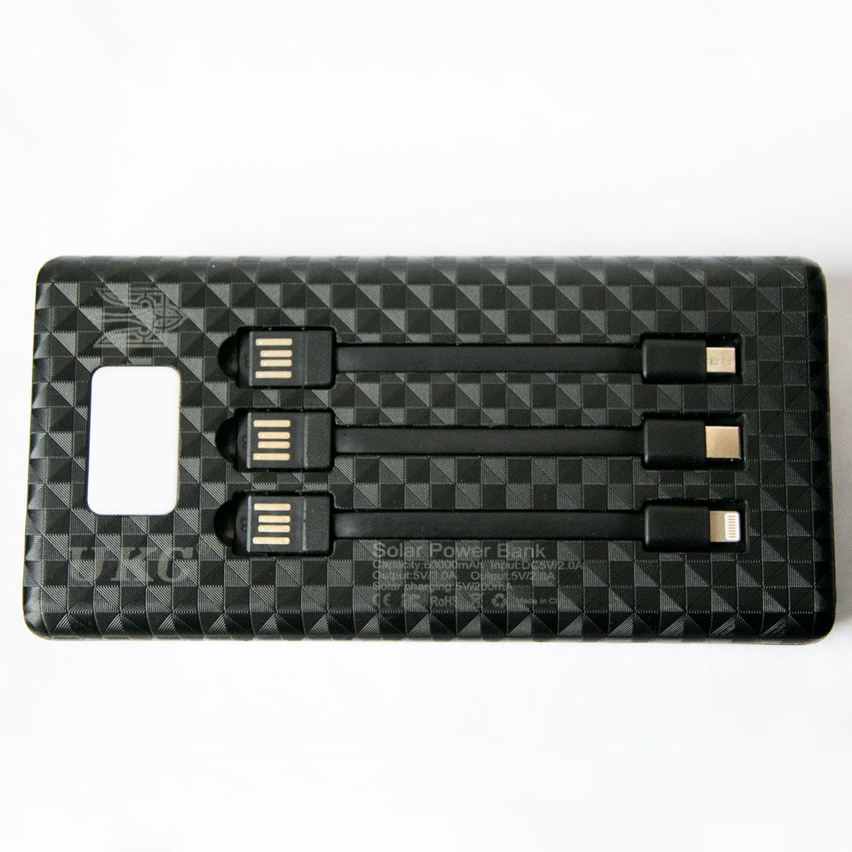 Повербанк на солнечной батарее с Micro USB/Lightning/Type-C Solar Power Bank UKC 20000 mAh Чорний (1009619-Black) - фото 2 Повербанк на солнечной батарее с Micro USB/Lightning/Type-C Solar Power Bank UKC 20000 mAh Чорний (1009619-Black) - фото 2