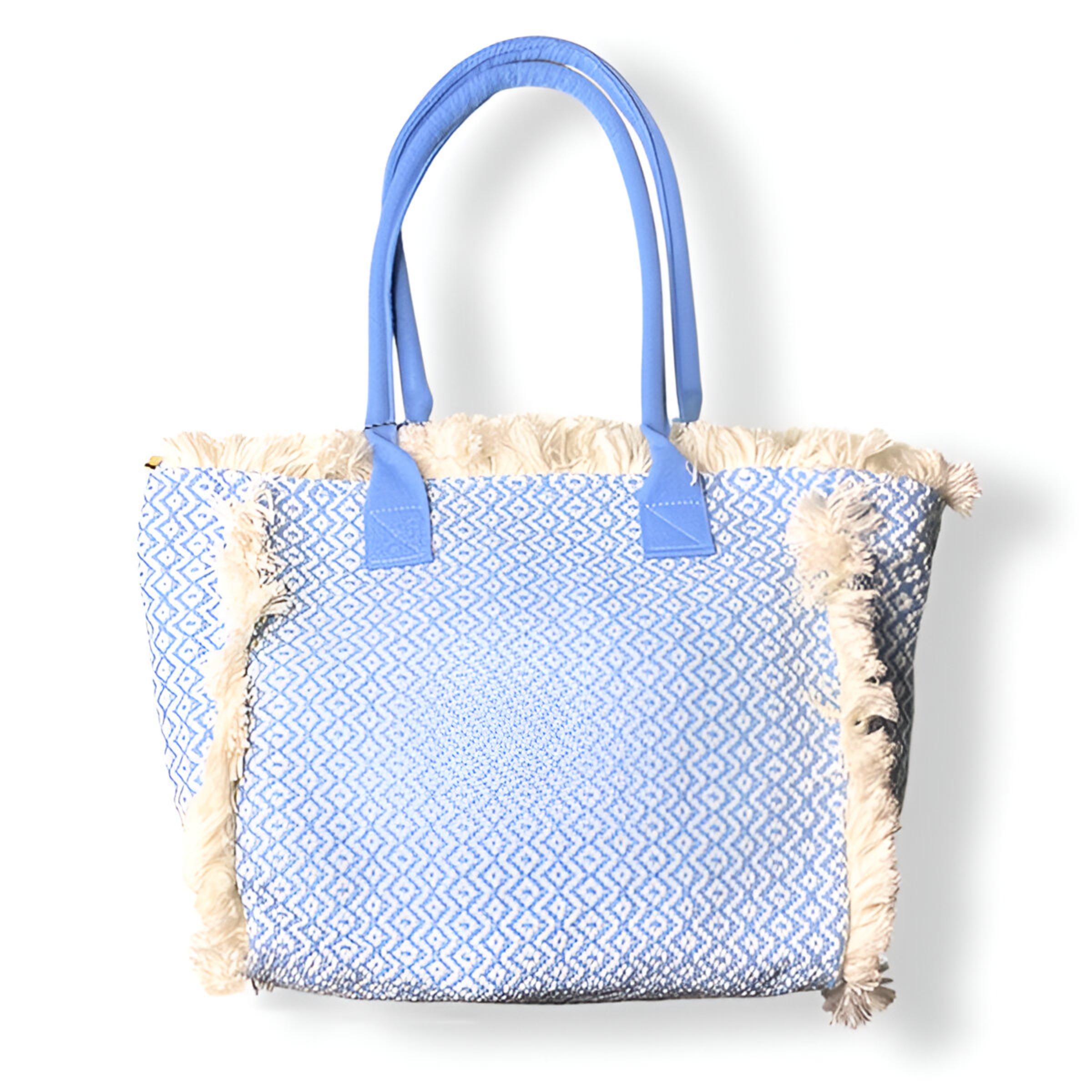 Сумка-шопер велика з бахромою Блакитний (24-500) - фото 1