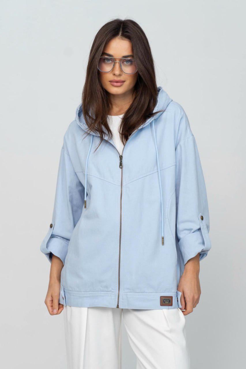 Куртка-ветровка женская котоновая 3XL Голубой (33357576)