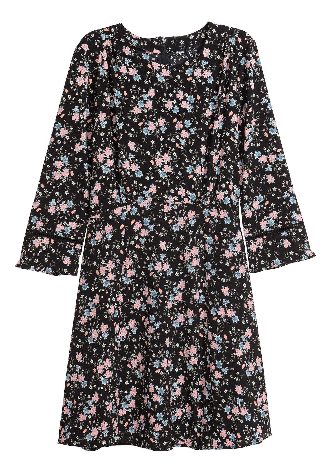 Платье H&M 551462 Цветы р. 32 Черный