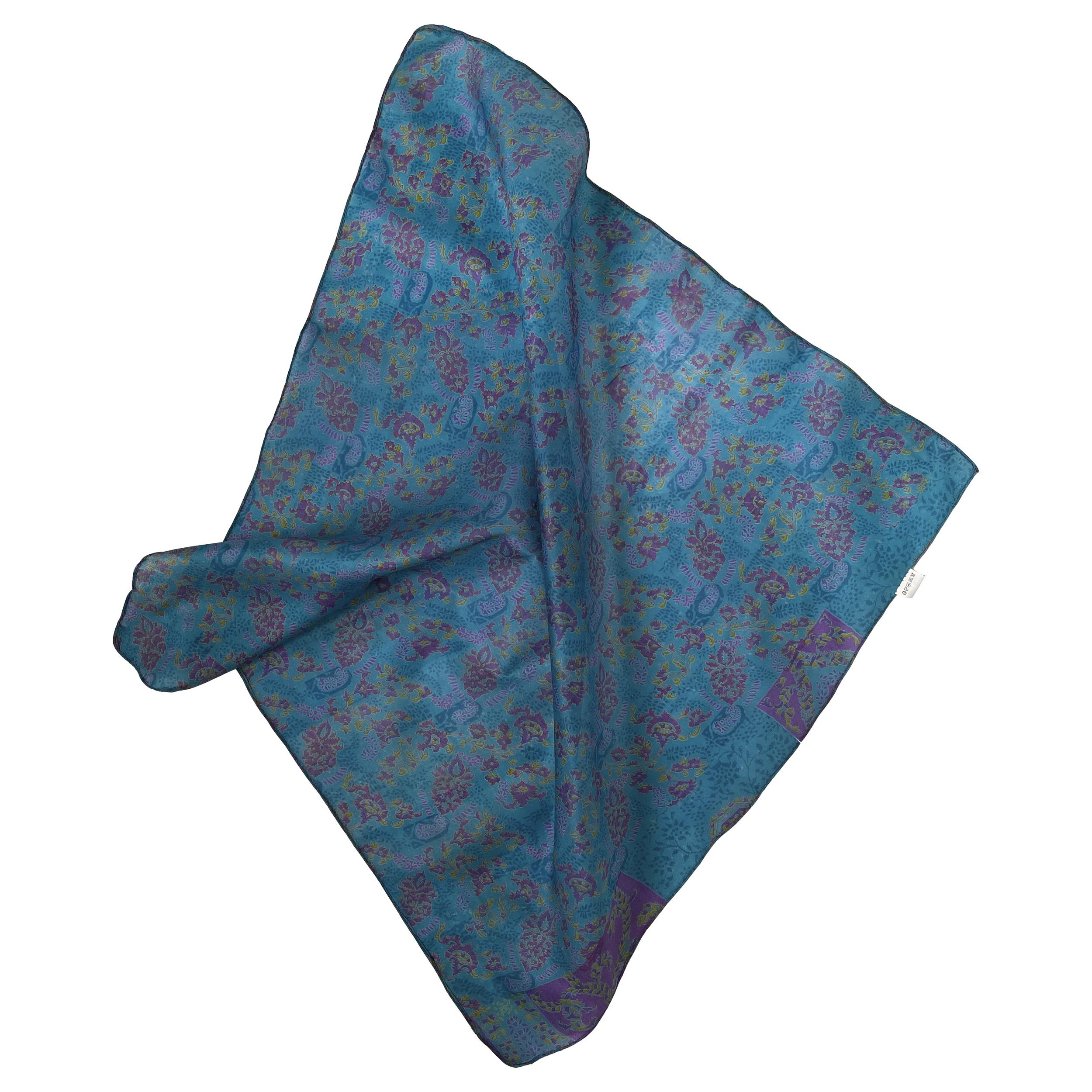 Натуральный шелковый платок Silk Route 50х50 см Синий (1273)