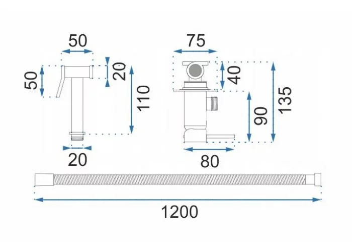 Душ гігієнічний прихованого монтажу Rea Loop Black (	REA-B8978) - фото 5