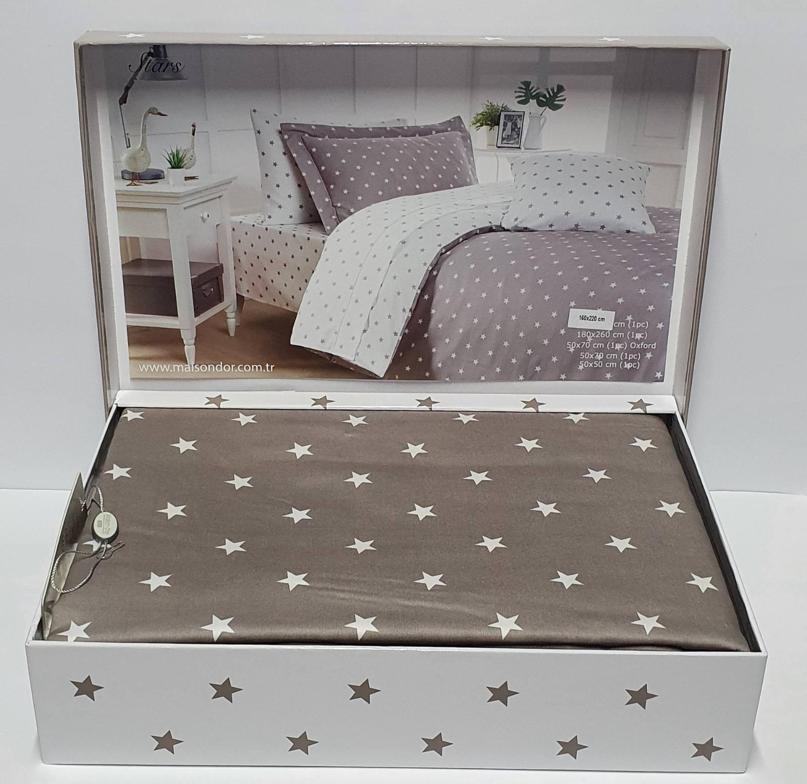 Комплект постельного белья Maison D'or Cатин 160х220 Stars Grey (CN6981)