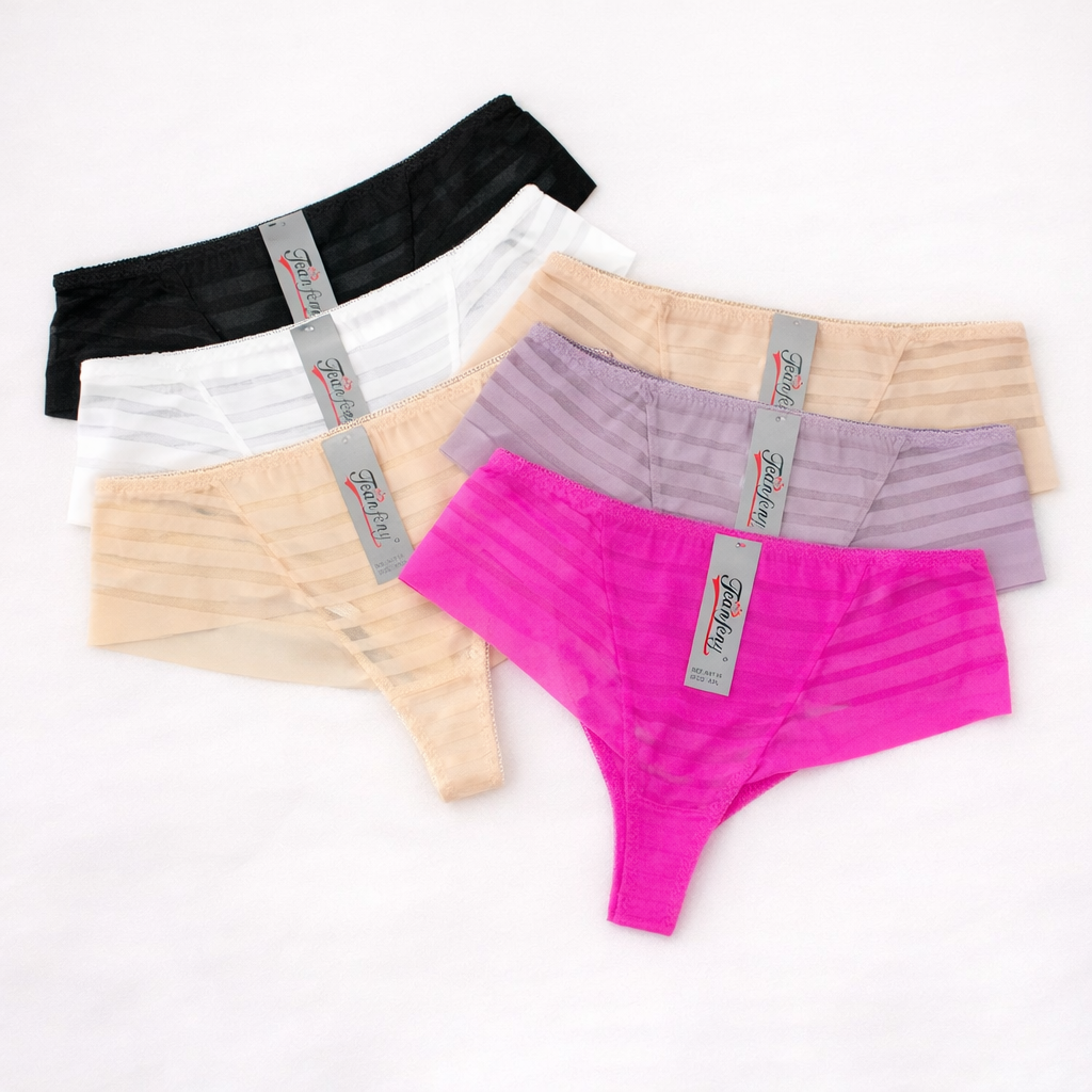 Трусы стринги из полупрозрачной микросетки 6 шт. 3XL (A6716-1)