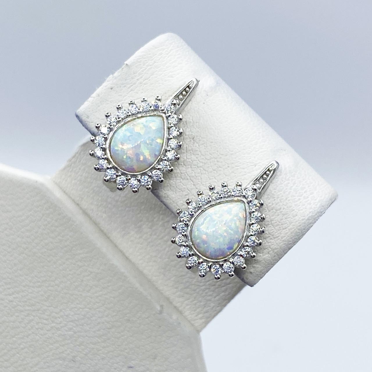Серьги серебряные с опалом 4,31 г Белый (2254406487)