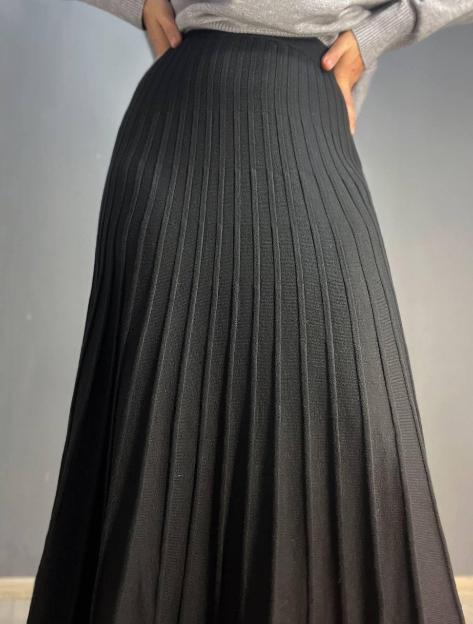 Спідниця жіноча My fashion 3308 в'язка довга рубчик трапеція OS Чорний (3119) - фото 8