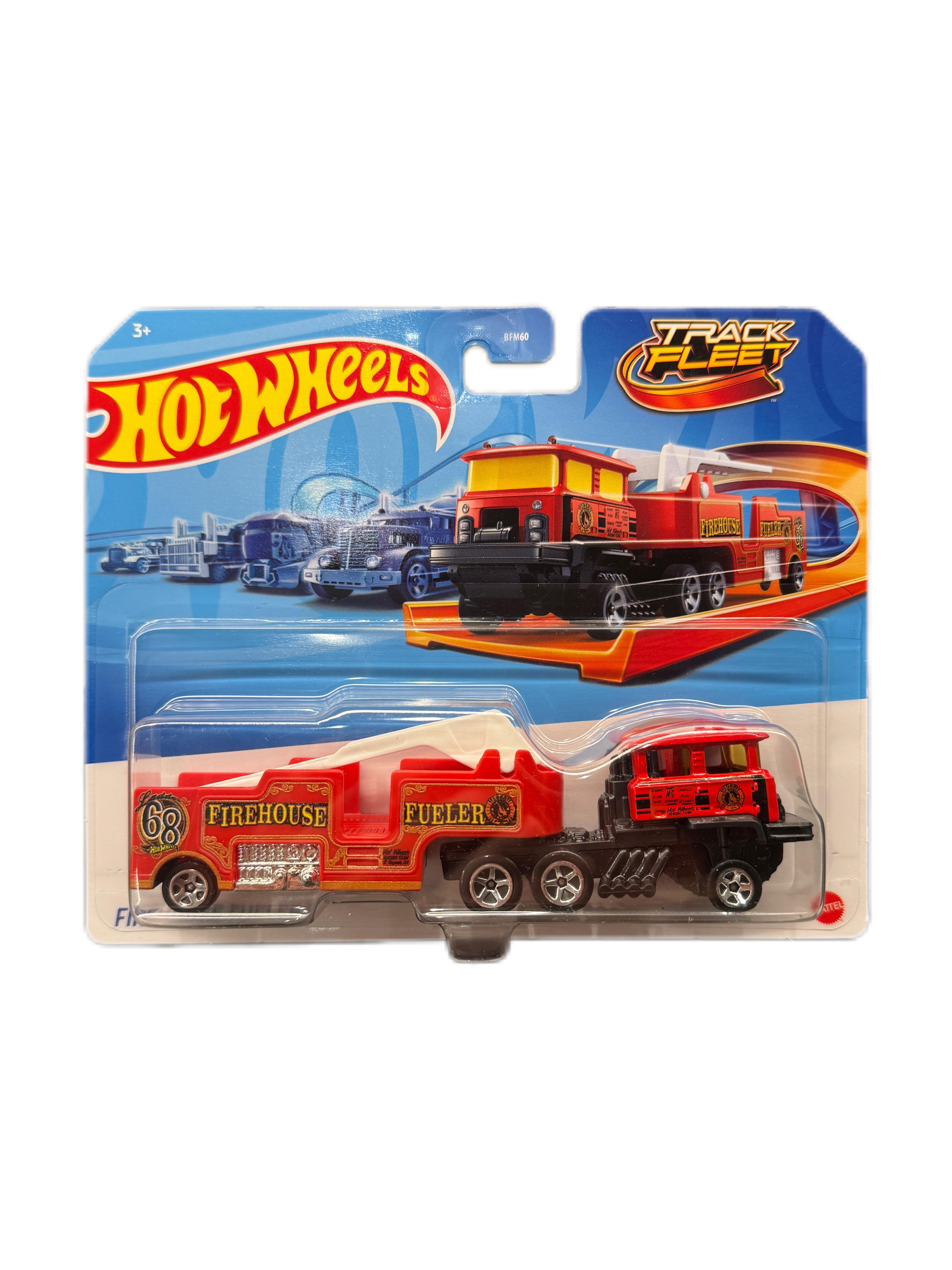 Іграшкова вантажівка-трейлер Hot Wheels Firehouse Fueler Fire Truck Hauler Car Ladder 68 Mattel (21094827)