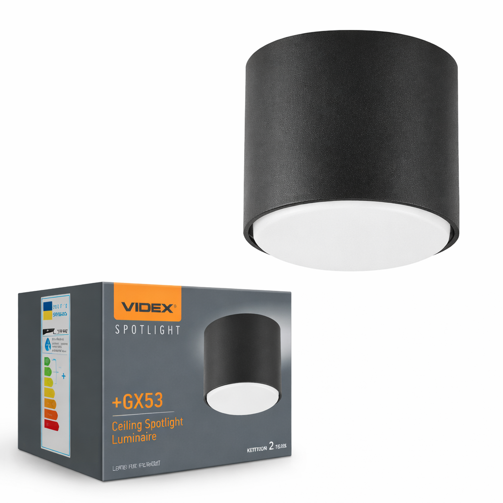 Светильник Videx под лампу GX53 накладной 30W IP20 Ø 80 мм Черный (VL-SPF26A-B)