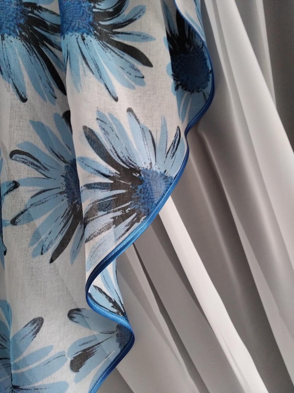 Занавеска кухонная Угол сетка с ламбрекеном батист 300х170 см Белый/Голубой (ул-24) - фото 5 Занавеска кухонная Угол сетка с ламбрекеном батист 300х170 см Белый/Голубой (ул-24) - фото 5