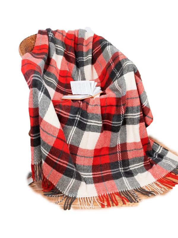 Плед шерстяной Love You Эльф 2 4625 140х200 см Белый с красным (8-6-5156545)