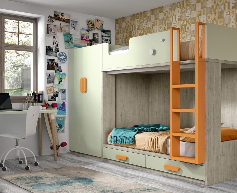 Кровать двухъярусная Fmebel Танзания со шкафом 90x200 см