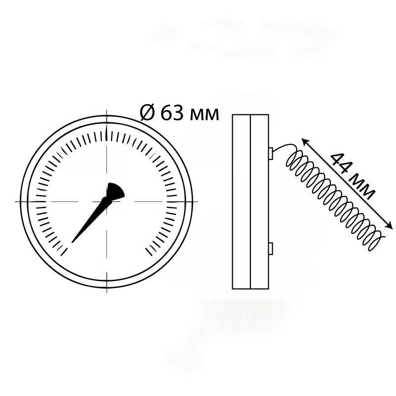 Термометр накладной с задним подключением KOER KT.672A KR2897 120°C корпус Ø 63 мм (75497) - фото 2