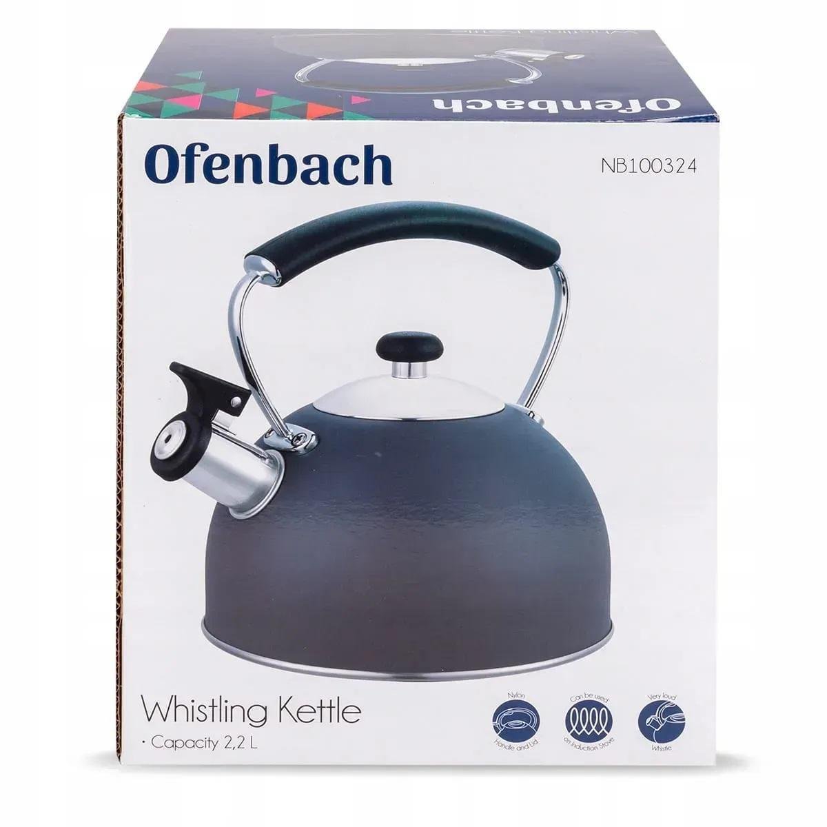 Чайник со свистком и нейлоновой ручкой Ofenbach KM-100324 из нержавеющей стали 2,2 л Синий (150-84-100324) - фото 5