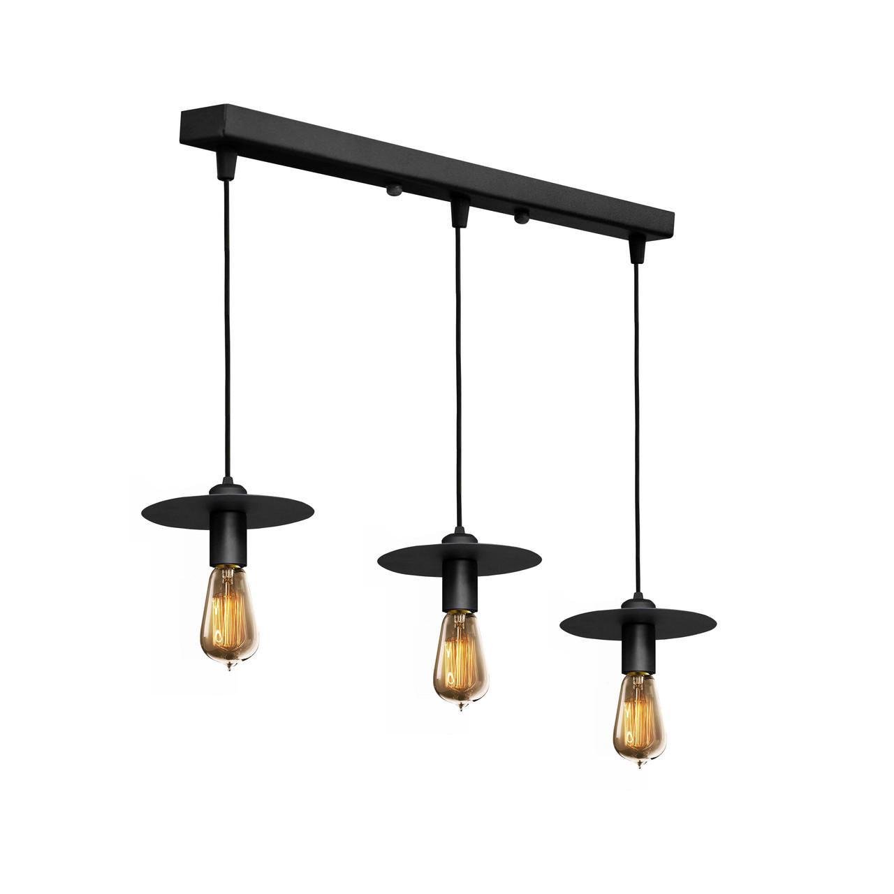 Подвесной светильник лофт MSK ELECTRIC Disk NL 2009-3 BK на три плафона (615633)