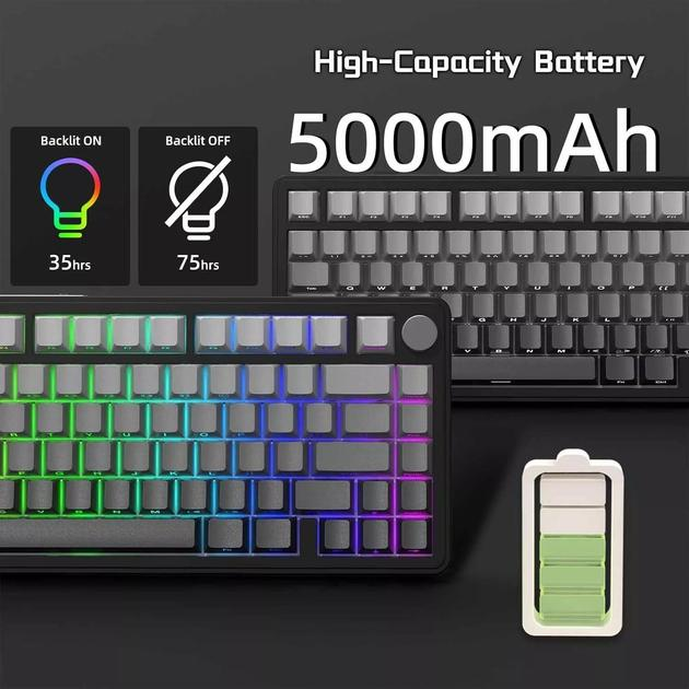 Клавиатура игровая attack shark X85 беспроводная механическая с RGB подсветкой с поддержкой HOT-SWAP Gradient Jade Switch White - фото 5 Клавиатура игровая attack shark X85 беспроводная механическая с RGB подсветкой с поддержкой HOT-SWAP Gradient Jade Switch White - фото 5