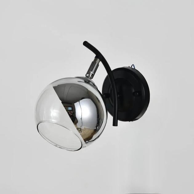 Бра настенное Valeso с плафоном Е27 IP20 V05-1B BK+CH Черный/Хром (28686689)