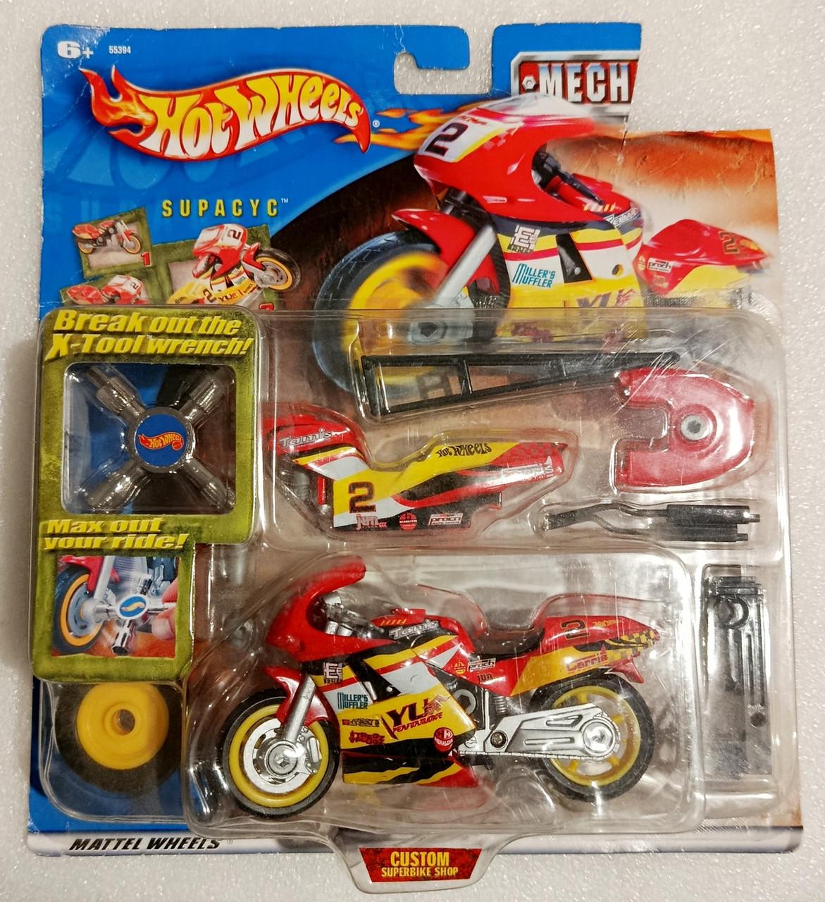 Набор с мотоциклом Hot Wheels 12 см Supacyc Custom SuperBike 2001 HW Mechanix (55394)