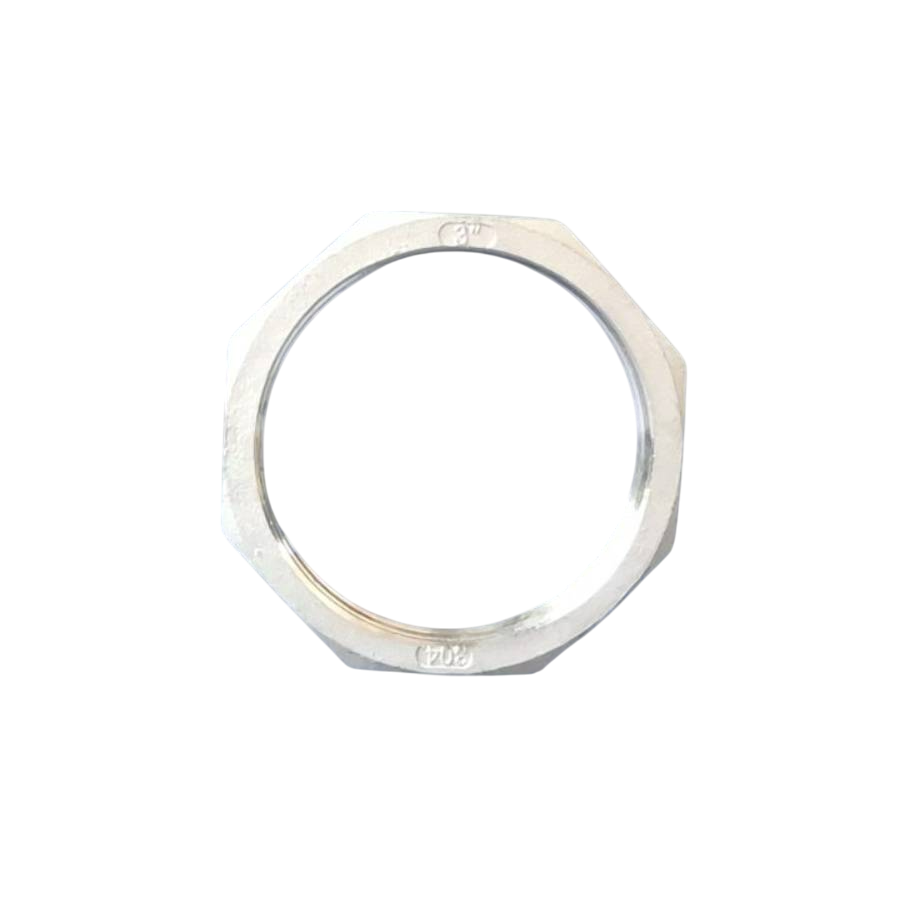 Контргайка нержавеющая резьбовая Ду80 3" восьмигранная н/ж сталь AISI304 DIN 431 BSPP Class 150 - фото 2