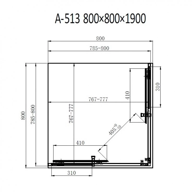 Душова кабіна Dusel А-513 двері розсувні/скло прозоре 80х80х190 (551381) - фото 8 Душова кабіна Dusel А-513 двері розсувні/скло прозоре 80х80х190 (551381) - фото 8