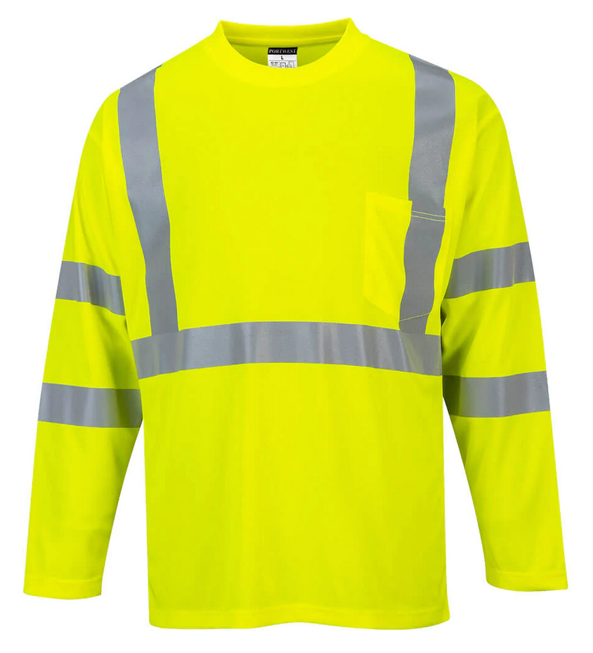 Футболка сигнальная PORTWEST S191 Hi Vis Long Sleeve Pocket T-Shirt 4XL Желтый (S191YER4XL) - фото 1