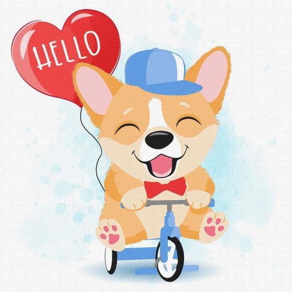 Картина по номерам Идейка Веселый корги 30х30 см в термопакете (KHO6012)