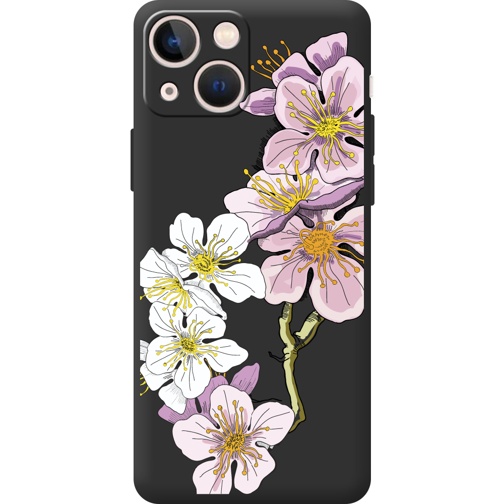 Чохол BoxFace iPhone 13 mini Cherry Blossom Чорний силікон (43839-cc4-44566)