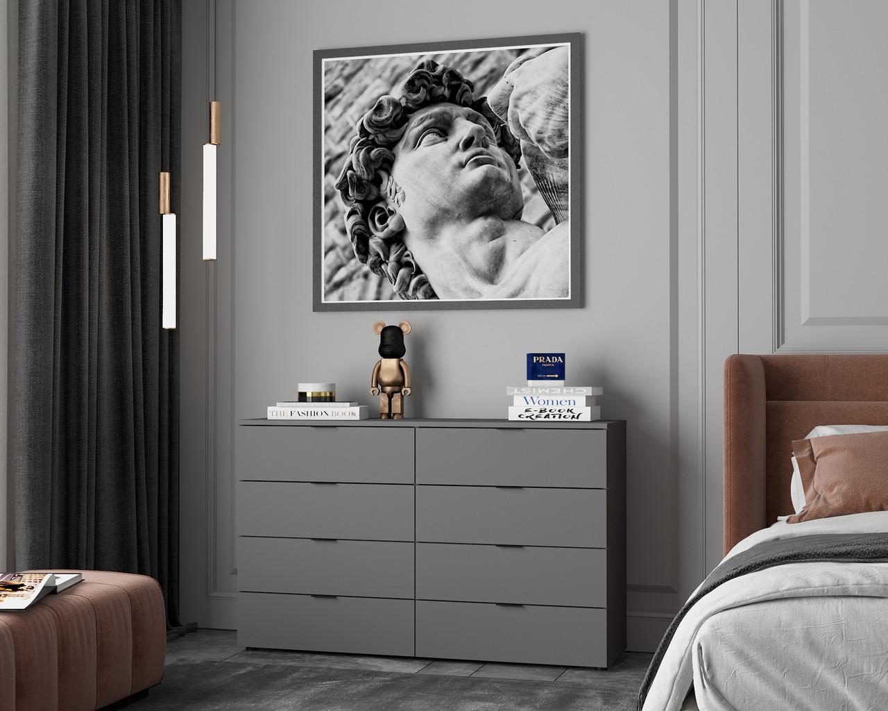 Комод Doros Рон 8 DRS-011775 8 ящиков 130х38х81 см Графит (41516173) - фото 2 Комод Doros Рон 8 DRS-011775 8 ящиков 130х38х81 см Графит (41516173) - фото 2