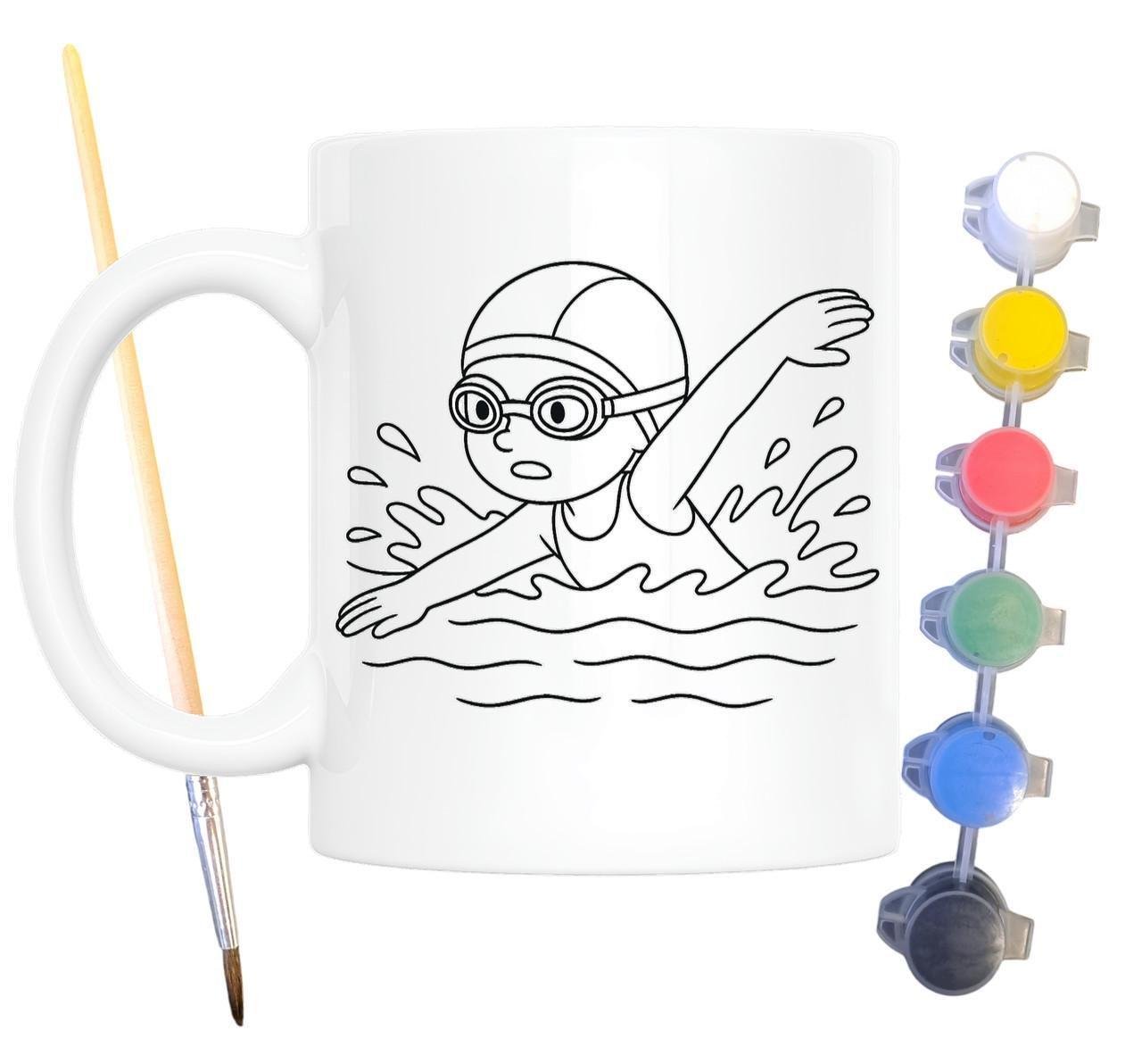 Набор для творчества кружка раскраска Плавание 330 мл Белый (КР0111)