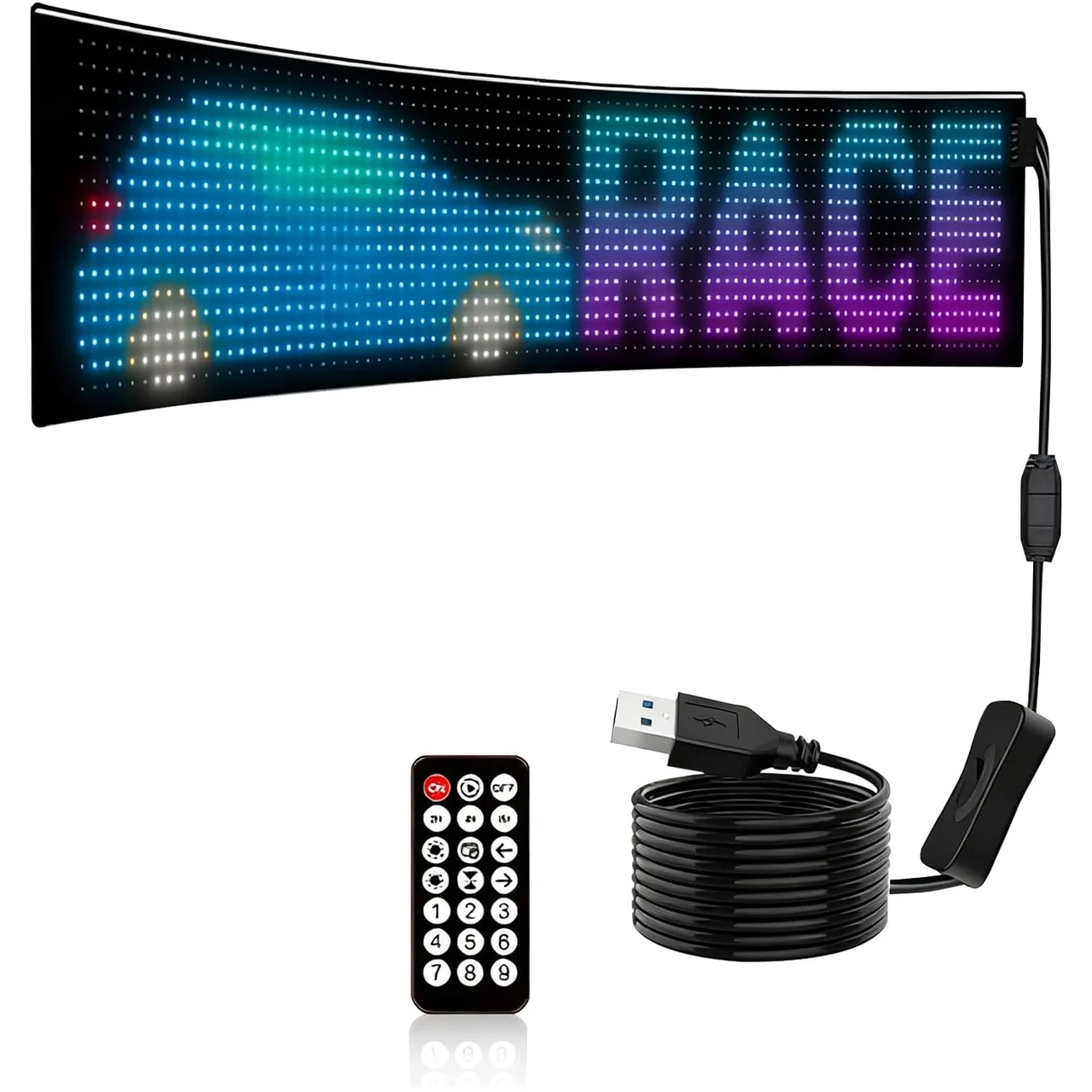 Світлодіодна вивіска YUZINO 19,2х89,8 см на вікно авто з Bluetooth та USB (3052714026)