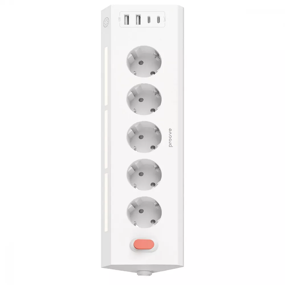 Подовжувач Proove Prism Socket 1,6 м AC 5 розеток/Type-C 2 порти/USB 2 порти White (631535)
