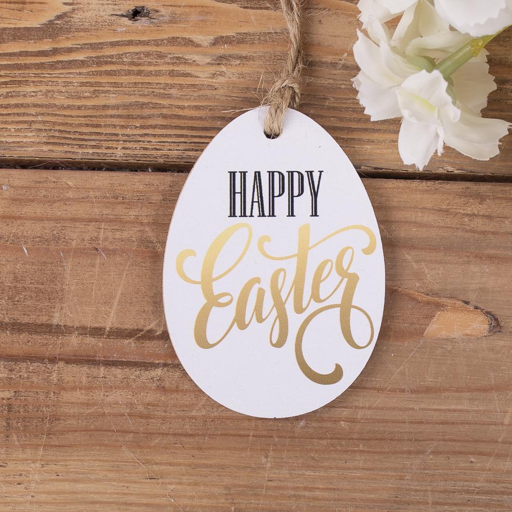 Великодня підвіска з дерева яйце happy easter (3405-505)