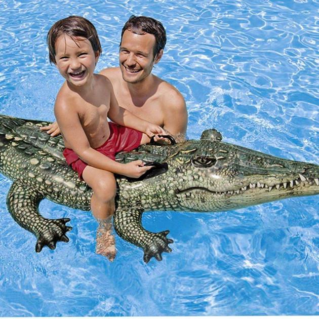 Дитячий надувний матрац-пліт Intex Крокодил з ручками 57551 170х86 см (2288) - фото 3